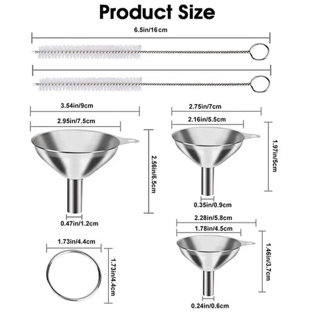 3 Pcs Funnel with Brush Set